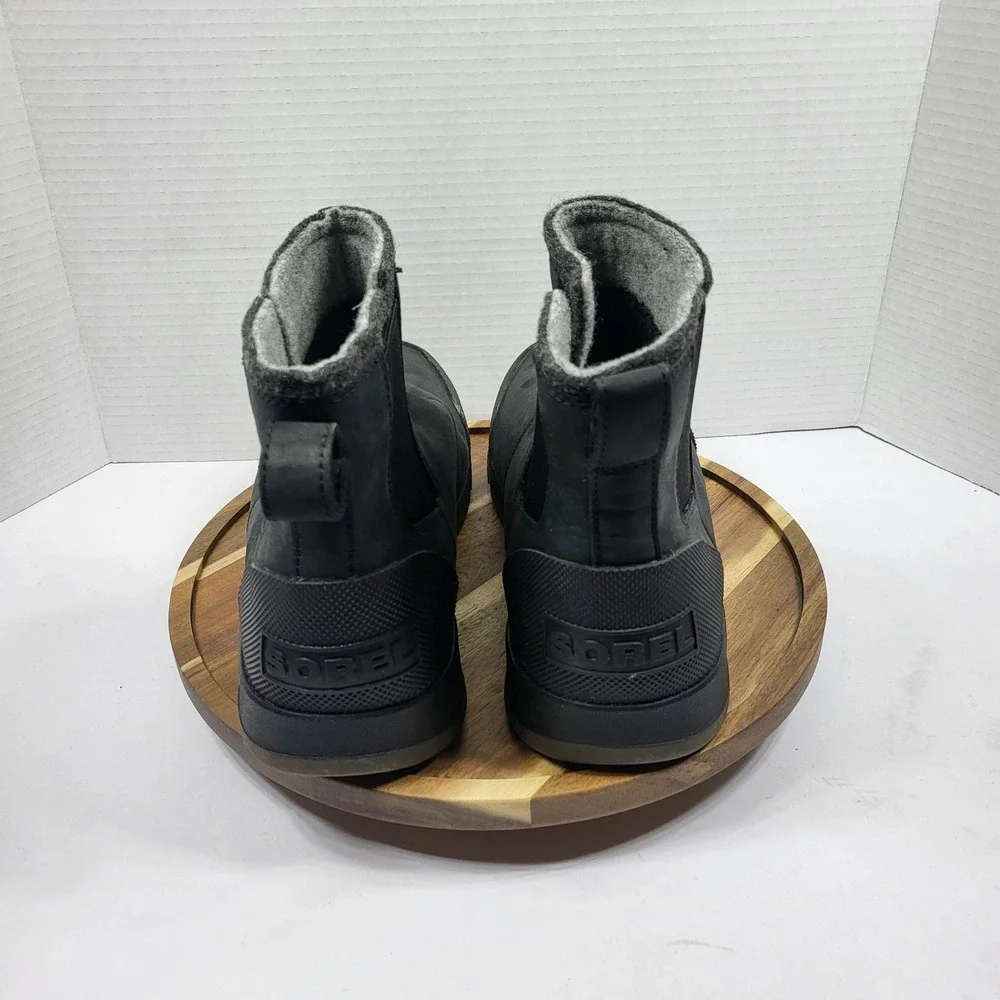Sorel Mens Explorer Blitz Chelsea Boots Black Waterproof Leather Size 9.5 NM4909